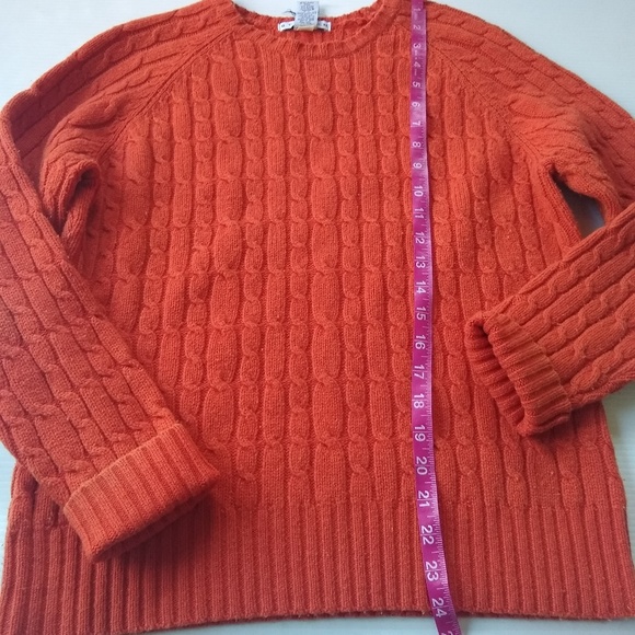 GAP super soft lambswool pumpkin orange cable knit sweater size large - Picture 7 of 7